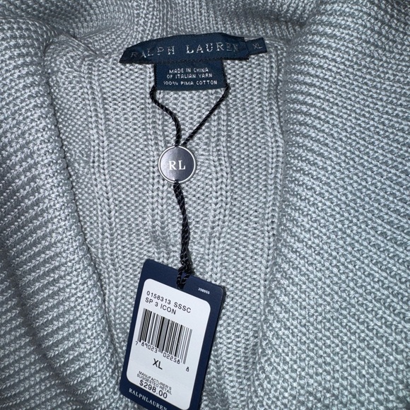 Ralph Lauren Light Gray Cable Knit Women’s size XL Cardigan Sweater NWT - Picture 3 of 3
